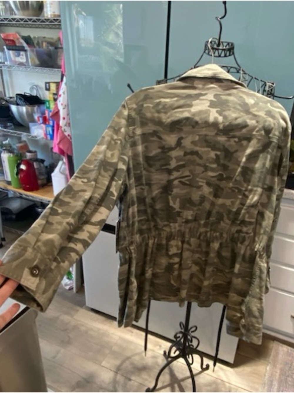 NWT DKNY Jeans Camo Print Drawstring Utility Cargo Jacket Rosemary Plus 1X - Picture 3 of 8
